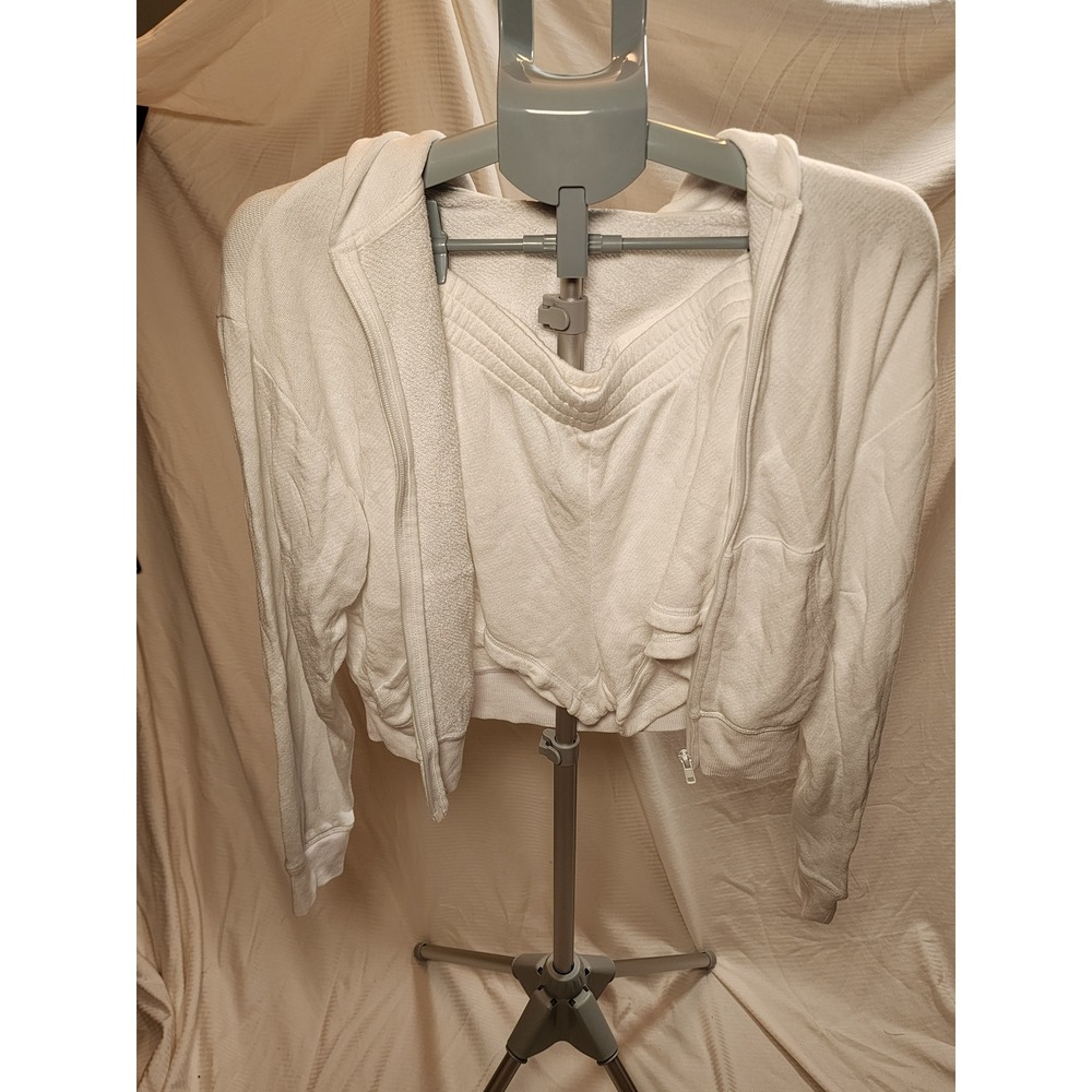 SKIMS White Terry Hoodie (S) & Shorts (M) Lounge Set